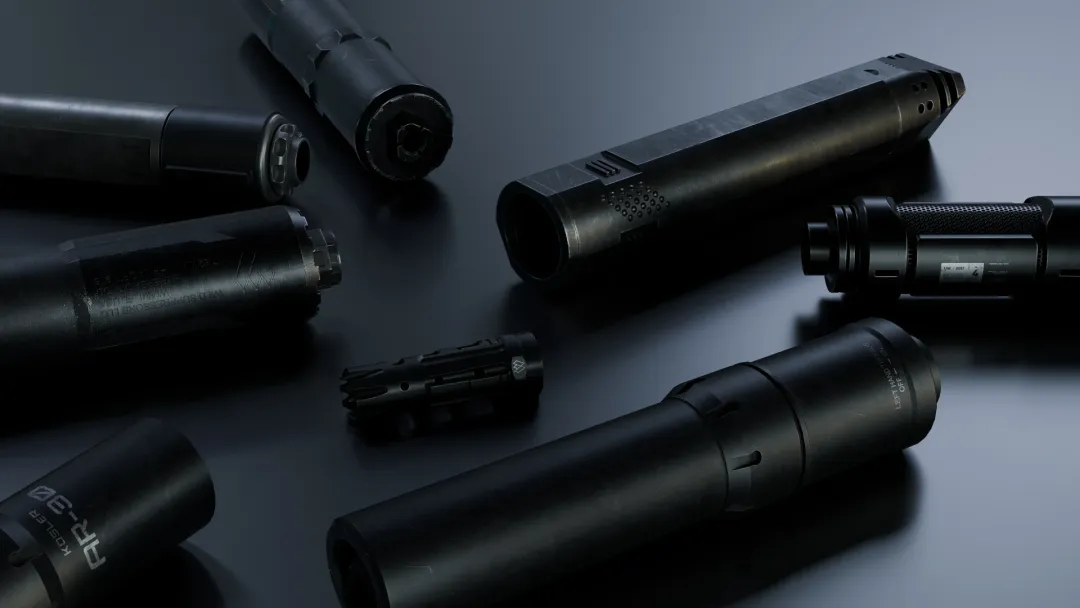 Weapon attachments (Barrels) Game Ready