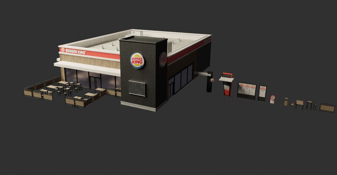Burger King Restaurant — Optimized Game Asset for Cities: Skylines II Mod