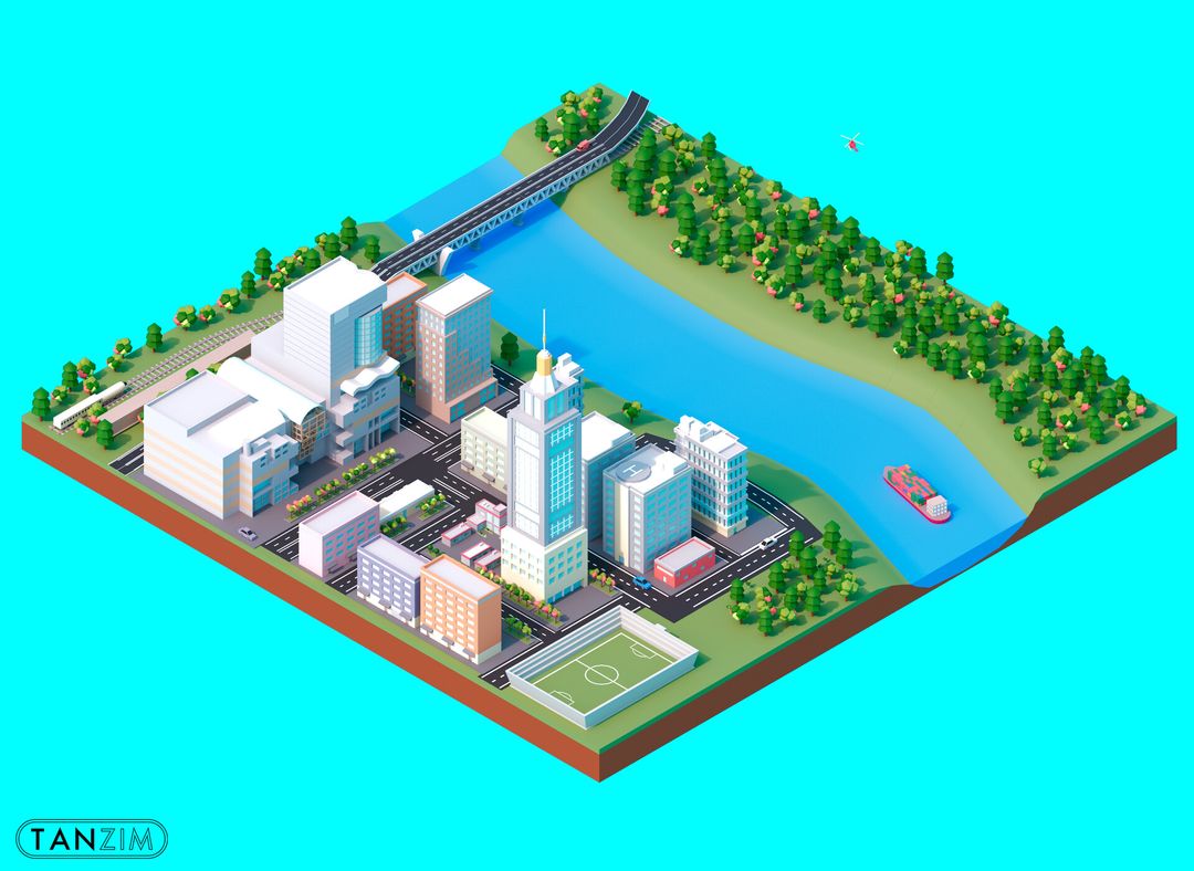 Low Poly City Animation