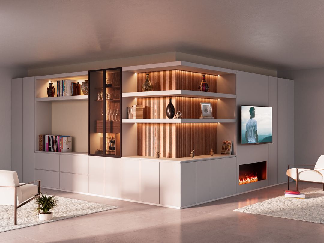 Living Room Equipped Walls – Furniture Retail CGI | Blender & Octane Render