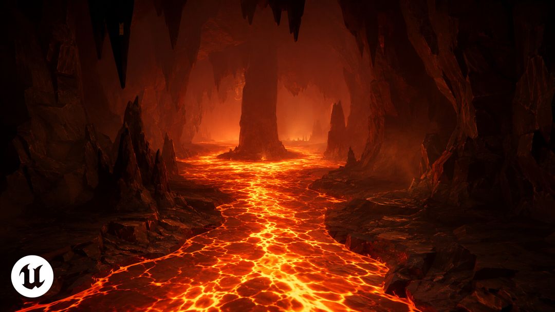 Molten Depths – Lava Cave Environment Render