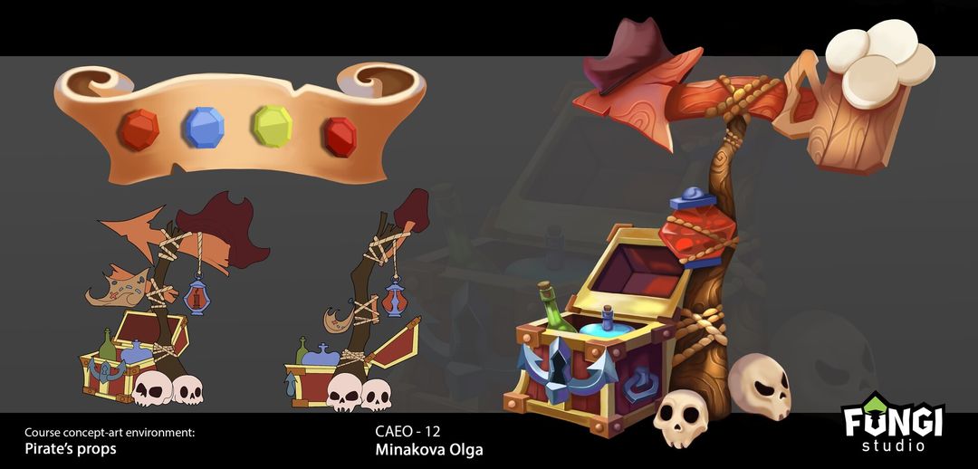 Concept art of pirate themed props