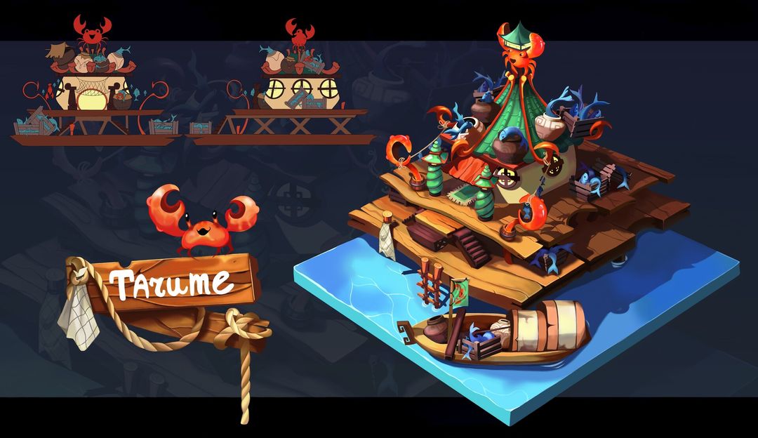 Concept art of an Asian fishing house