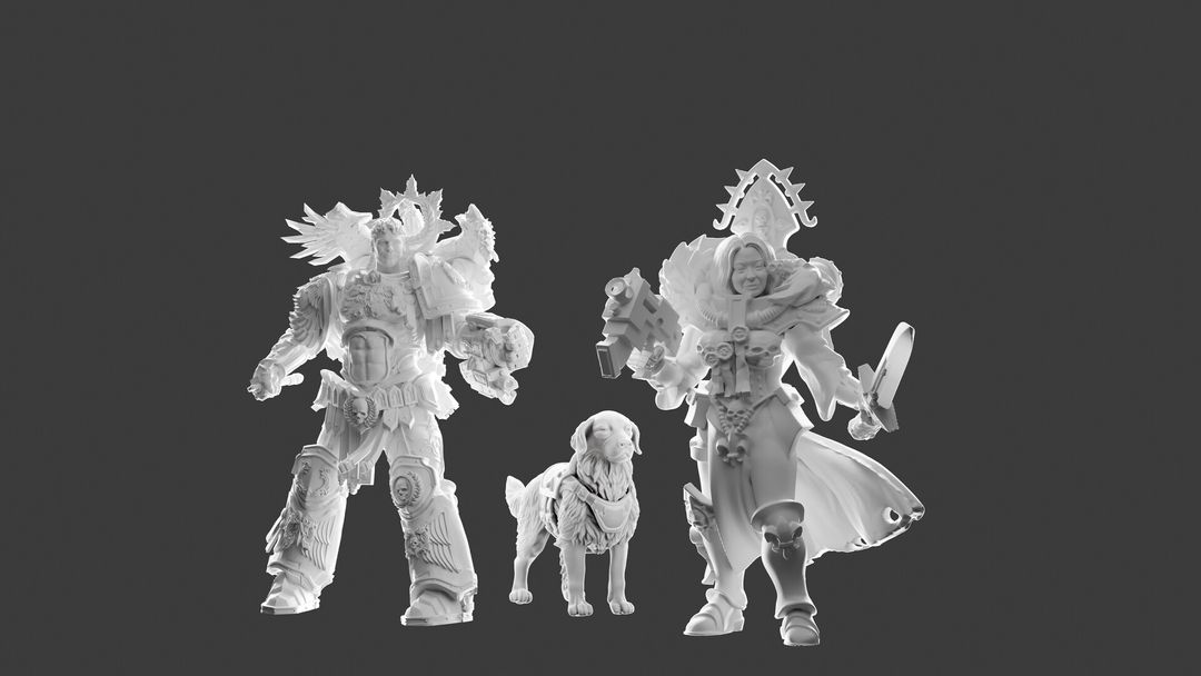 Grimdark Sci-Fi Miniature Trio – 3D Print Ready