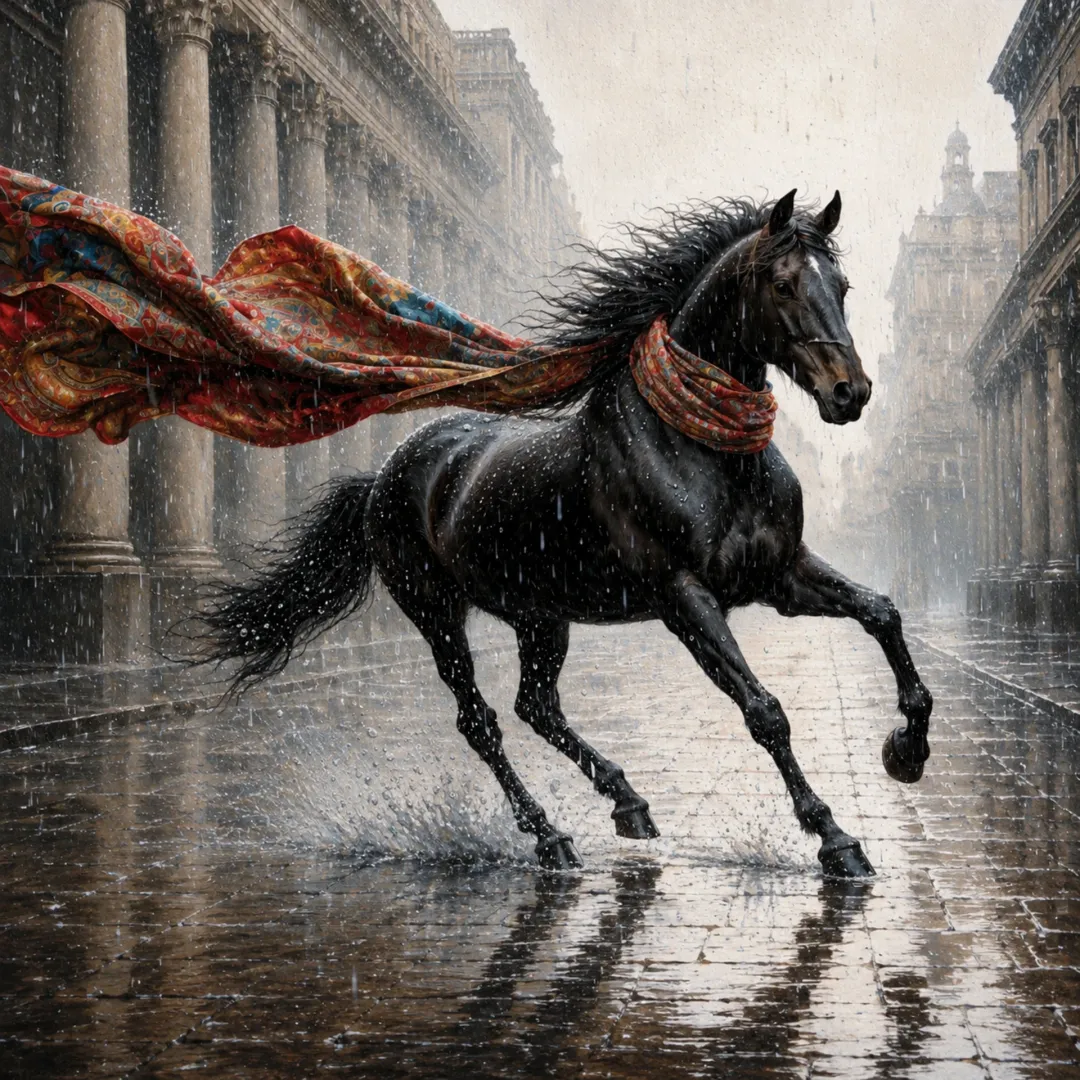Midnight Gallop in the Rain