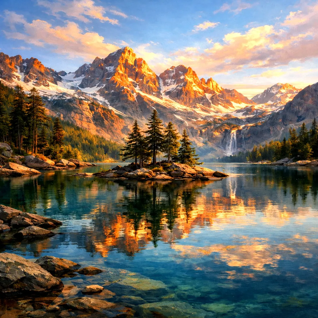 Golden Peaks Reflection