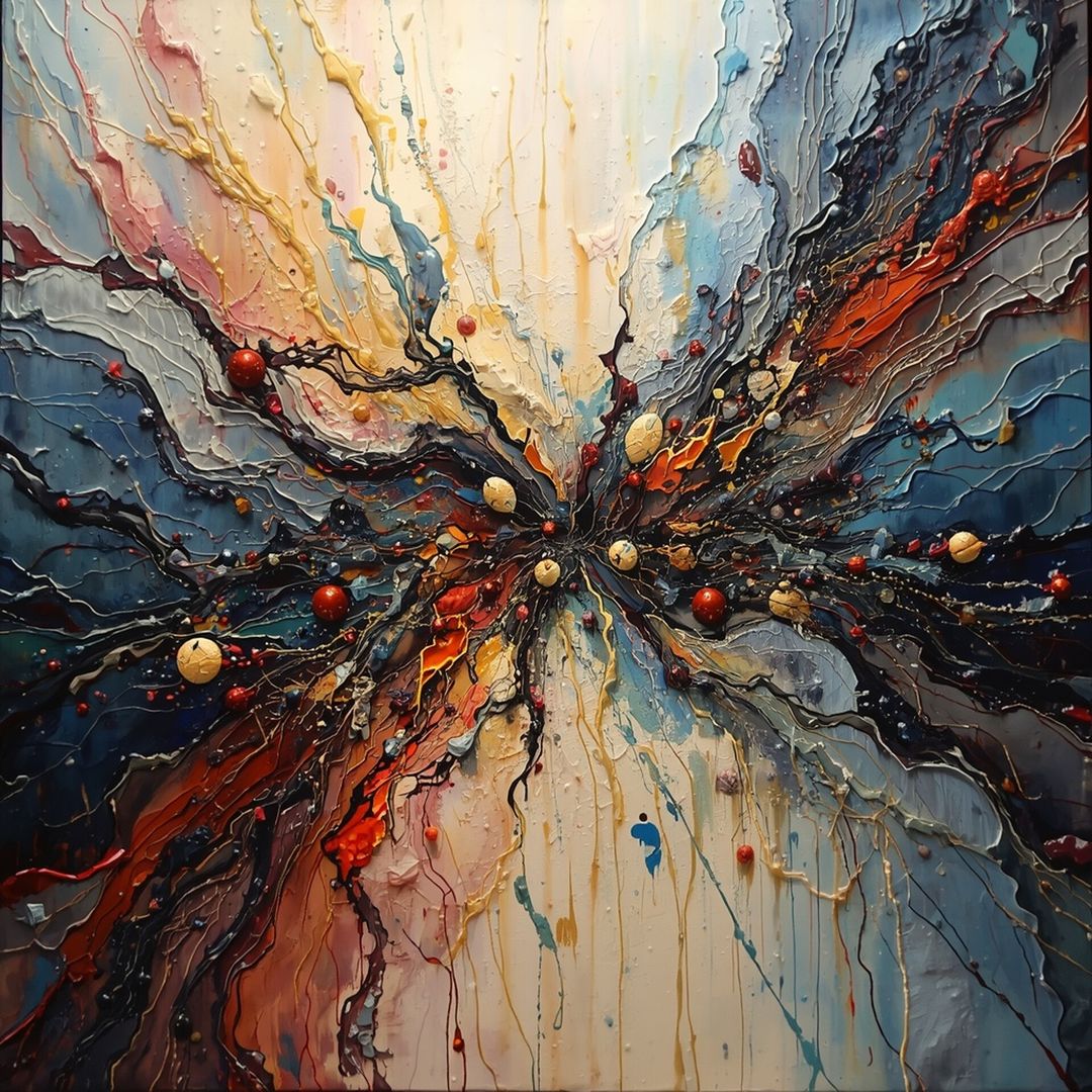Abstract Cosmic Fusion | Modern Textured Acrylic Painting | Contemporary Wall Art