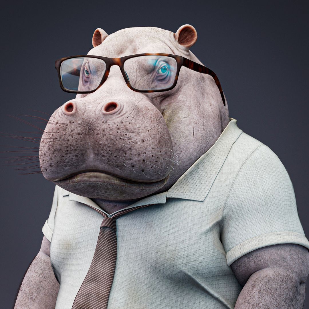 The Office Hippo - Render ready 3D model