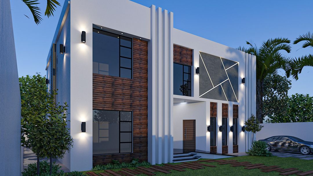 3D Building Facade & Landscape Visualization