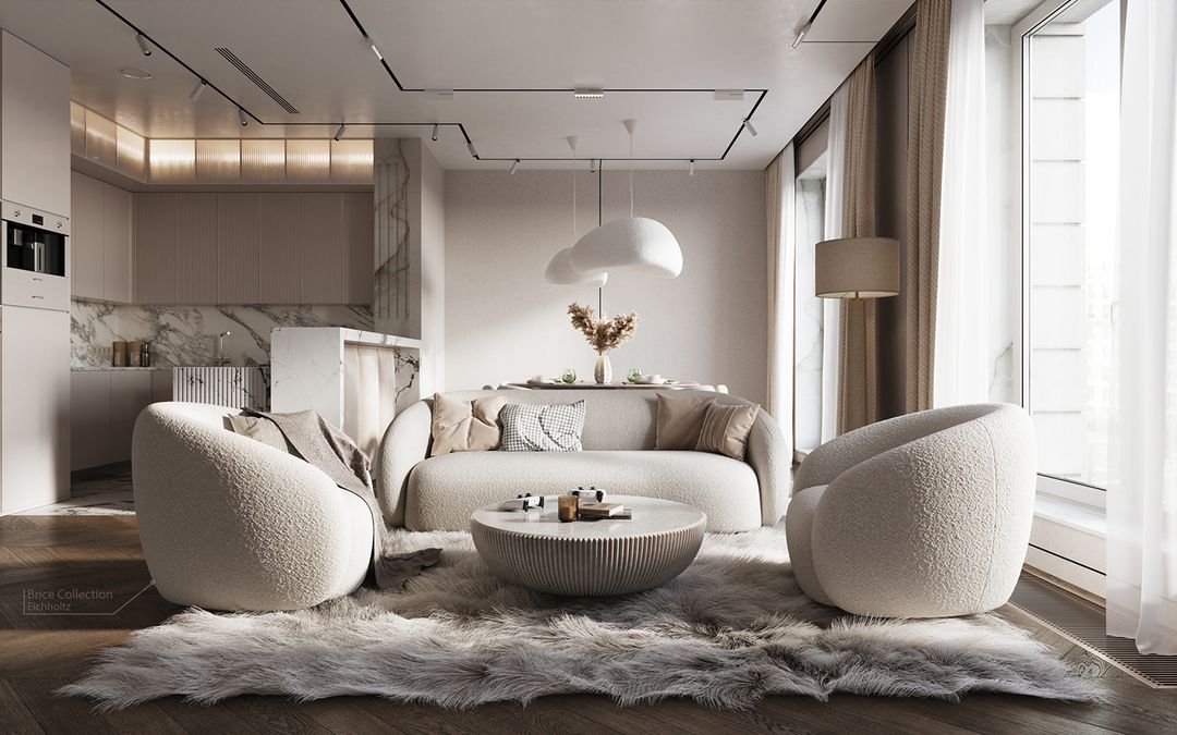 Contemporary Living Room, 3D Interior Visualization