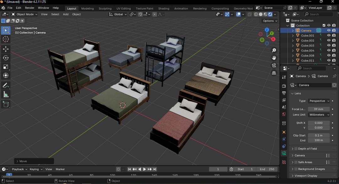 Stylized Wooden Beds Pack | Game Ready 3D Assets