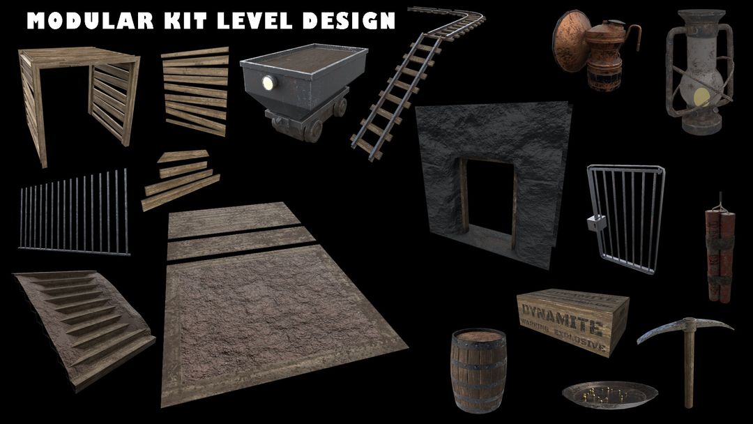 Mine Shaft - Modular Kit - Unity Level