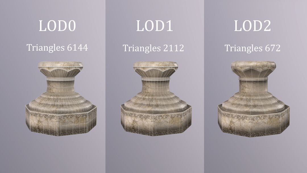 Column Base – Game-Ready Asset with Manual LODs