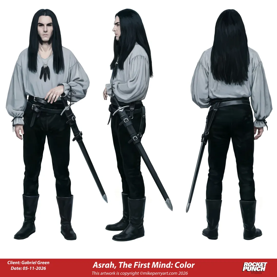 Asrah, The First Mind — Character Sheet Commission.