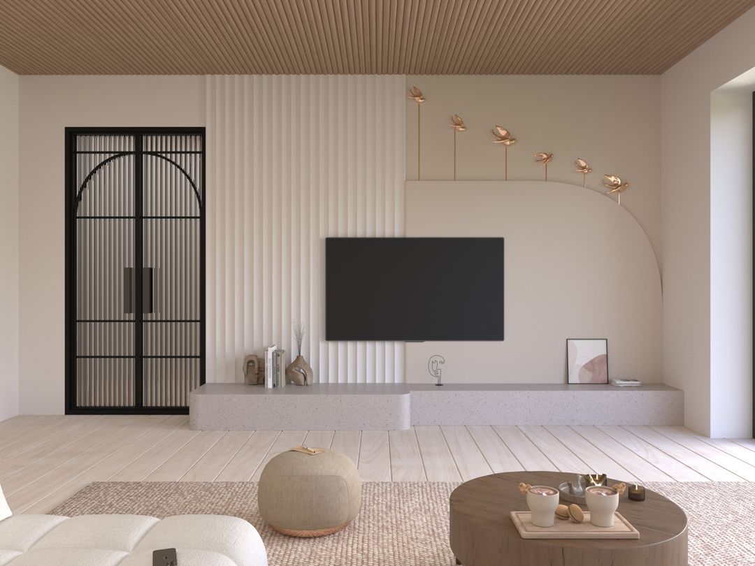 Modern Minimalist Living Room Interior Visualization