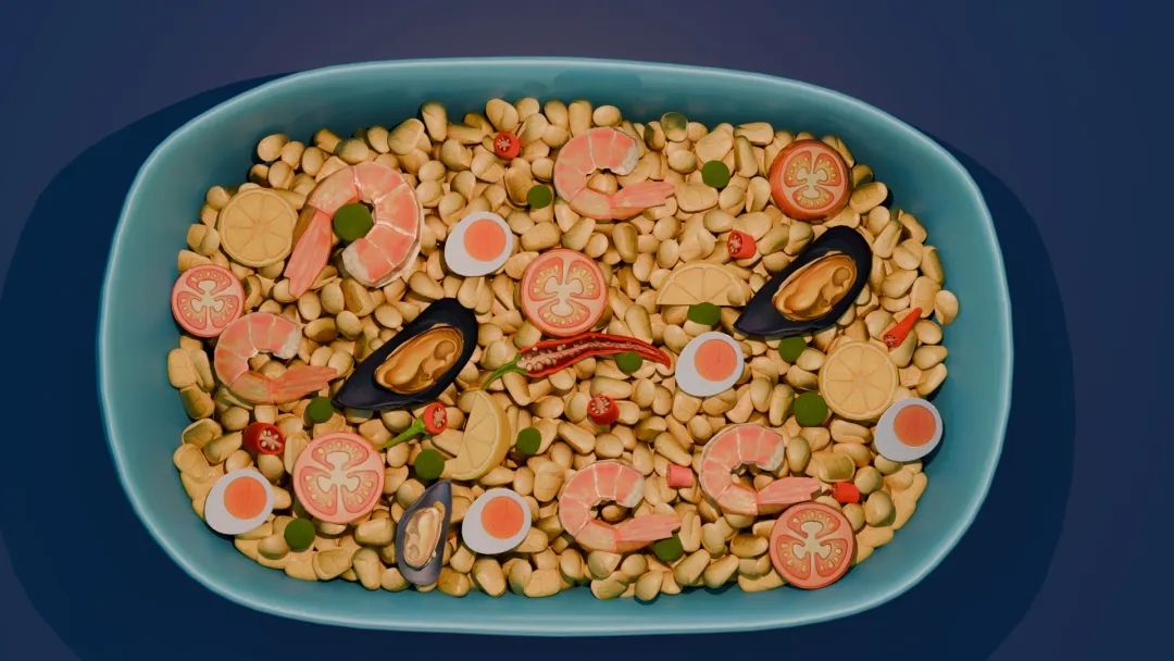 3D Stylized Seafood Bowl | Food Modeling & Rendering