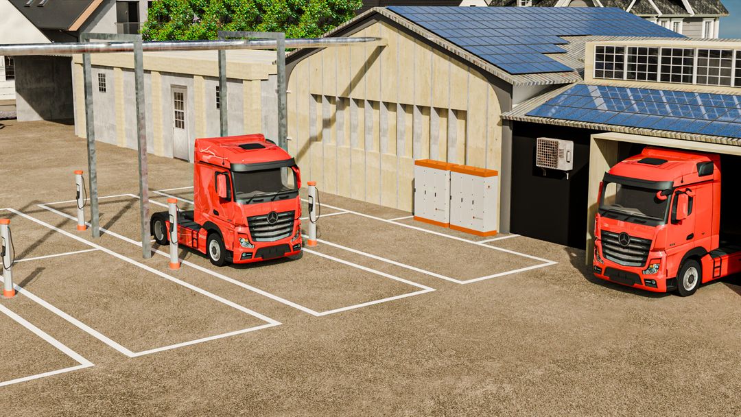 EV Truck Charging Infrastructure | Industrial Facility Visualization