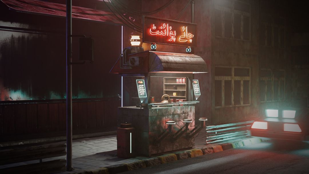 Cyberpunk Chai Stall - Game Ready Asset