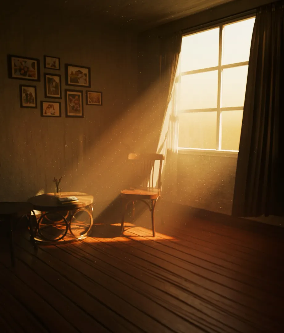 The beauty of simplicity: A ray of sun and the silence that follows.