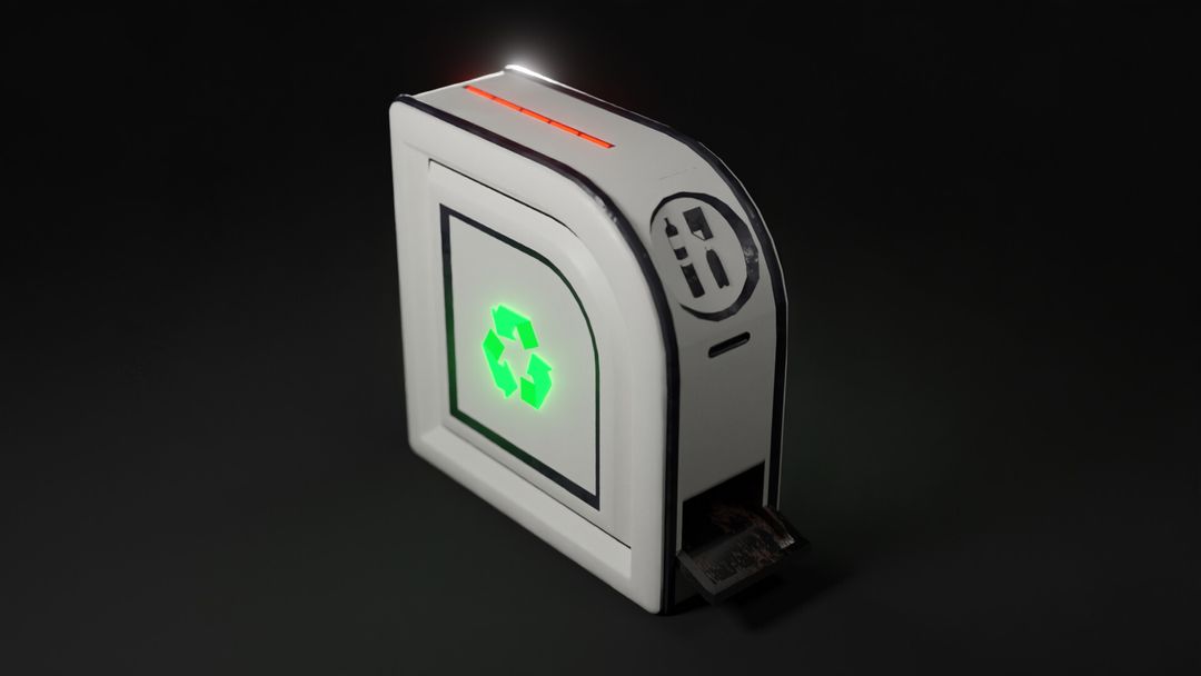 Simple object for video game: recycling garbage can / poubelle de recyclage