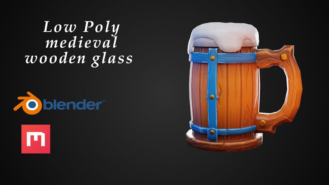 Low Poly medieval wooden Glass In Blender