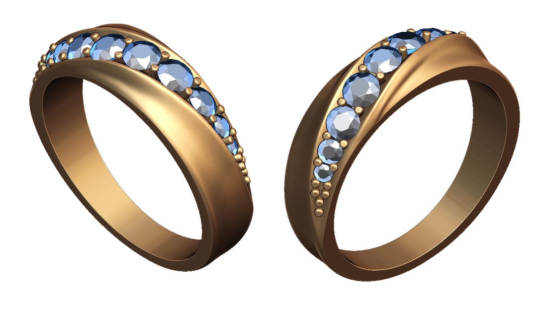 Elegant Band Ring with Blue Gemstones – Gold