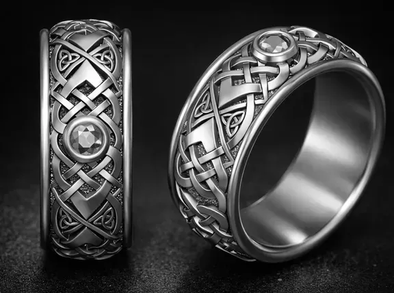 Celtic Knot Silver Ring with Gemstone