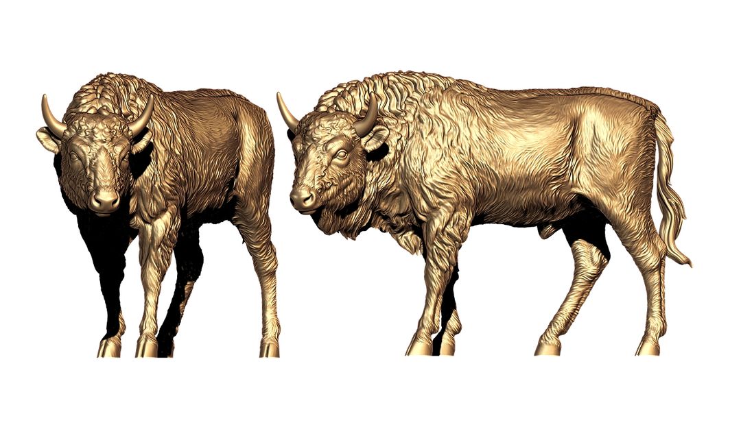 Realistic Bison Sculpture – High Detail