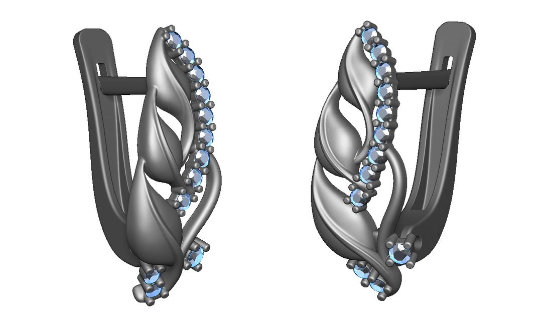 Elegant Swirl Earrings with Blue Gemstones – Silver