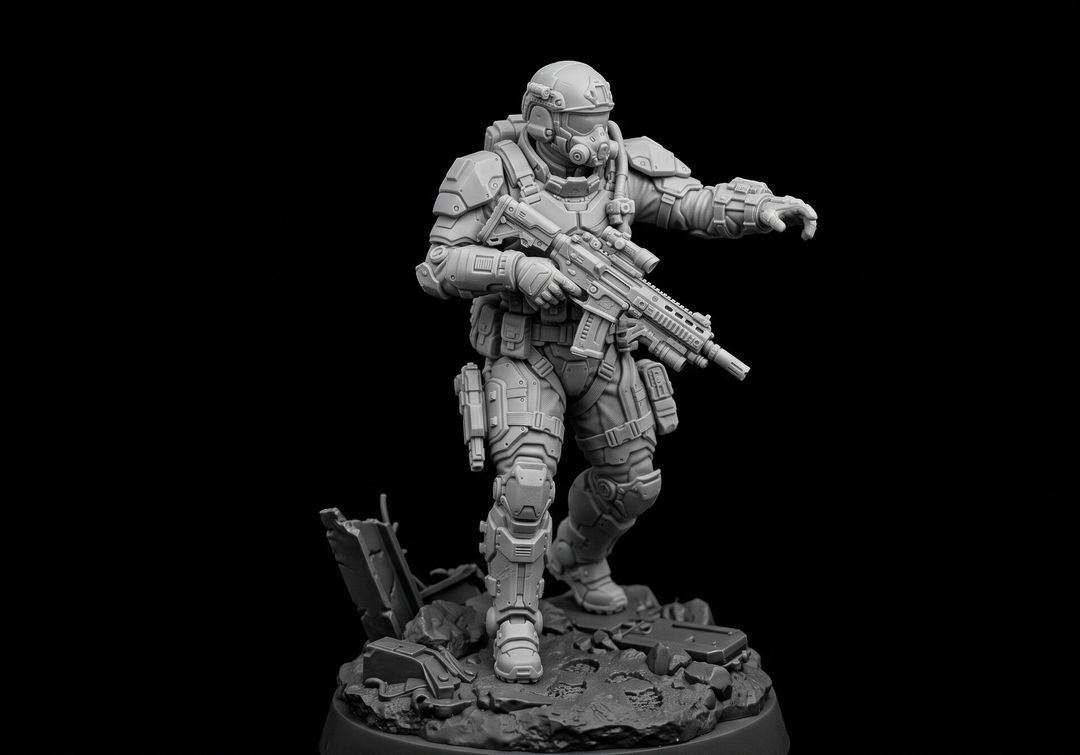 Sci-Fi Tactical Soldier Miniature | 3D Character Sculpt