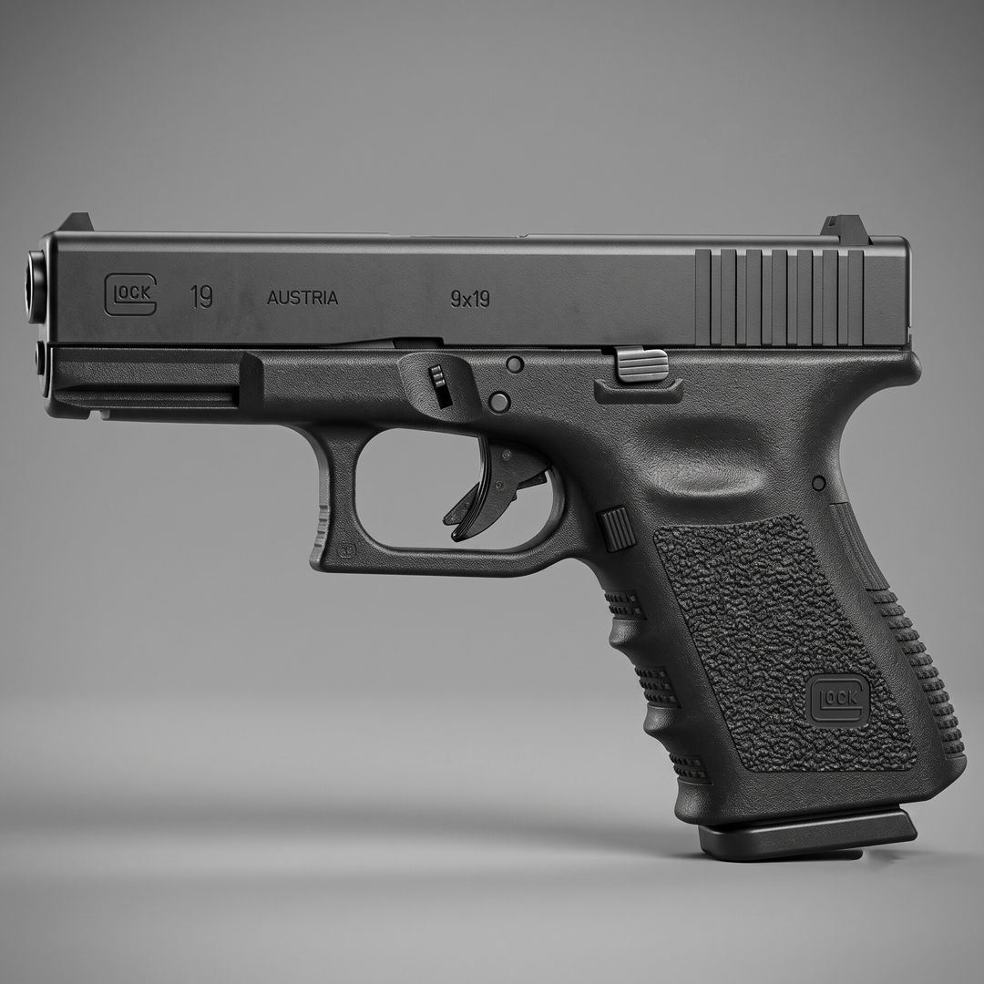 Glock 19 (9x19mm) Pistol - Realistic Hard Surface 3D ModelMade with(AI)