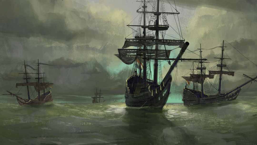 Duch Ships on the shore