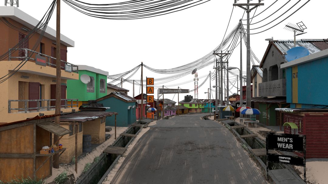Nigeria Lagos mainland street low poly 3d design