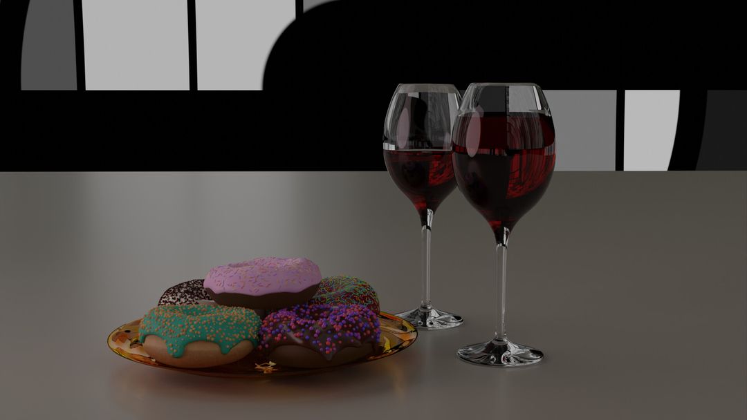 Donuts And Glasses Of Wine
