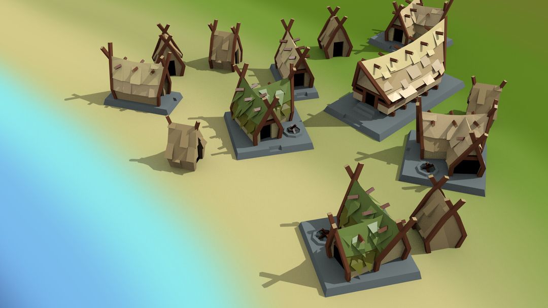 Native village huts assets