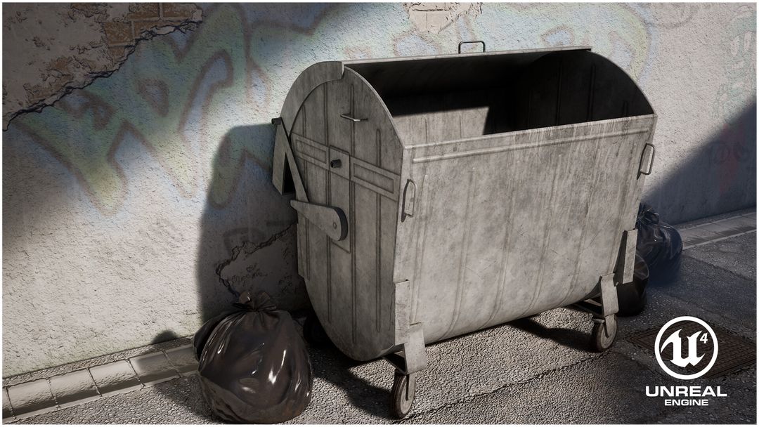 Old lowpoly dumpster - 4580 tris