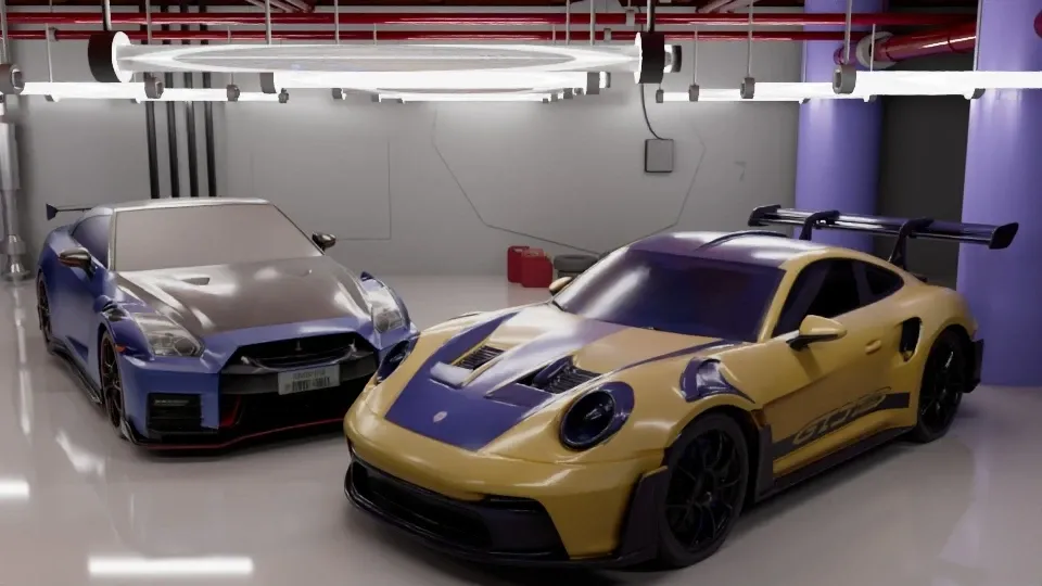 Underground Vault: Modern Automotive Garage Environment