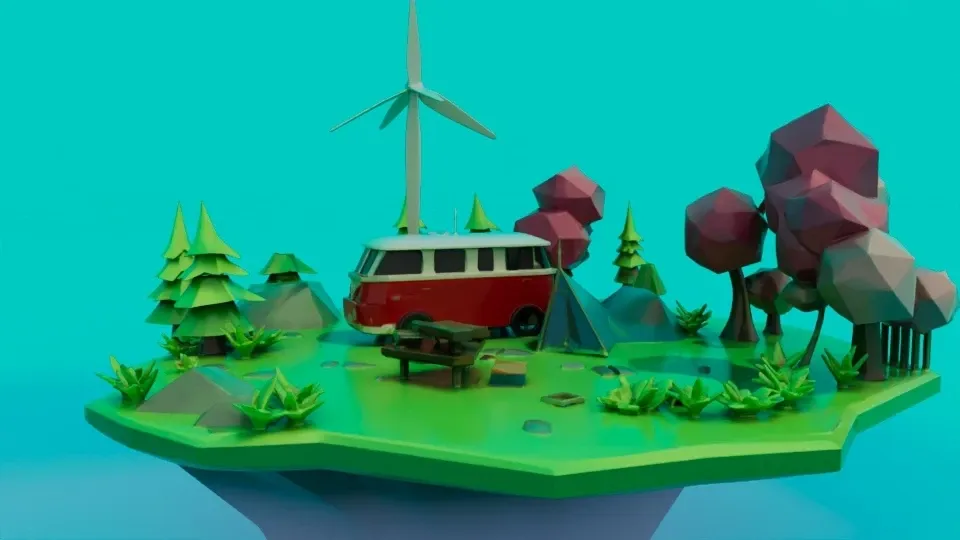 Sky Haven: Stylized Low-Poly Campsite Diorama