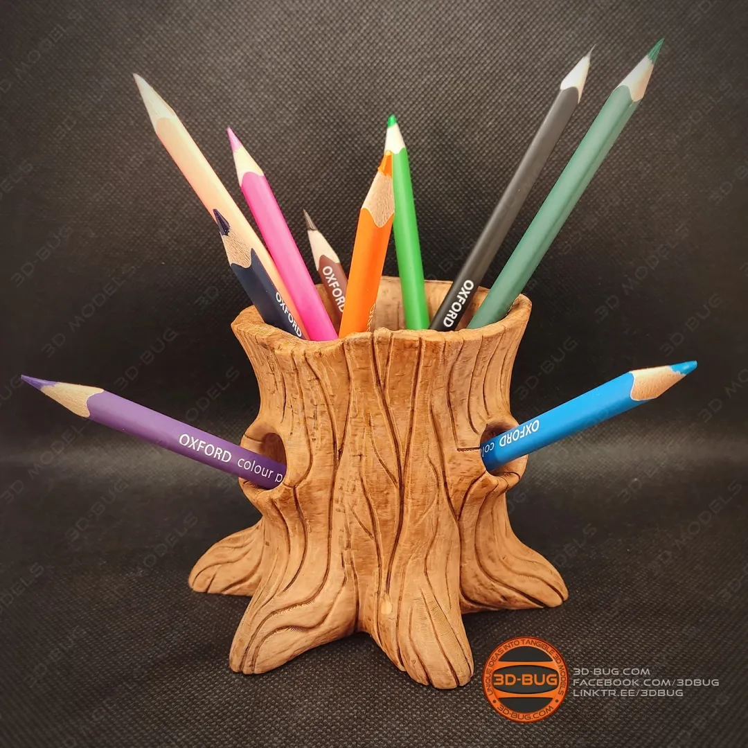 Tree Stump Pen Holder