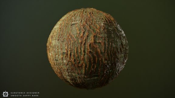 Smooth Sappy Bark Substance Designer Material