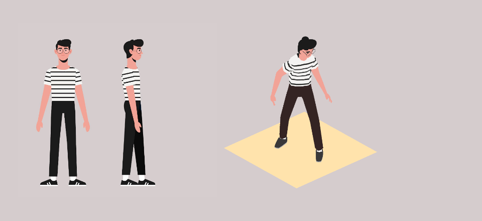 3D flat color character