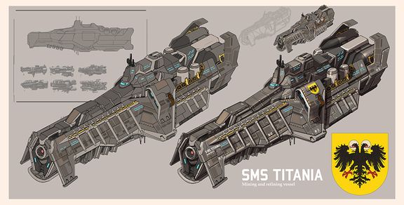SMS Titania Ship Design | 2D Vehicle Concept Art